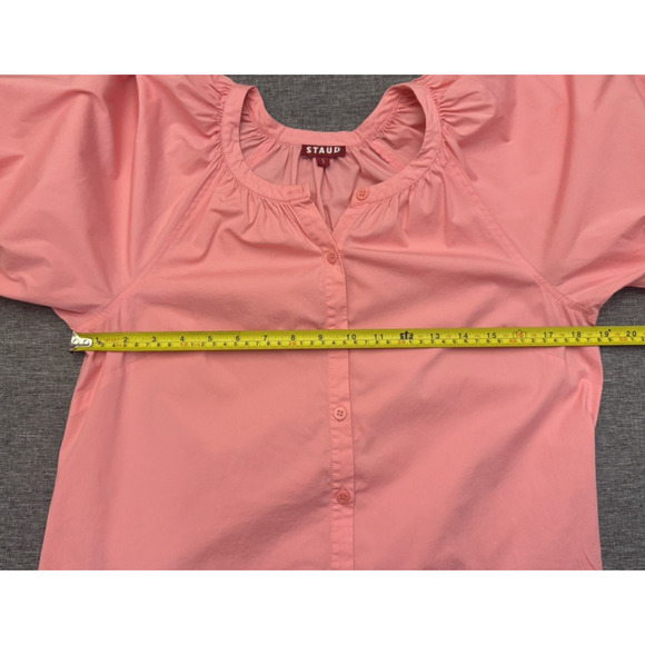 STAUD Vincent Cotton poplin Midi Shirtdress Womens Light Pink Size Small - Picture 6 of 9